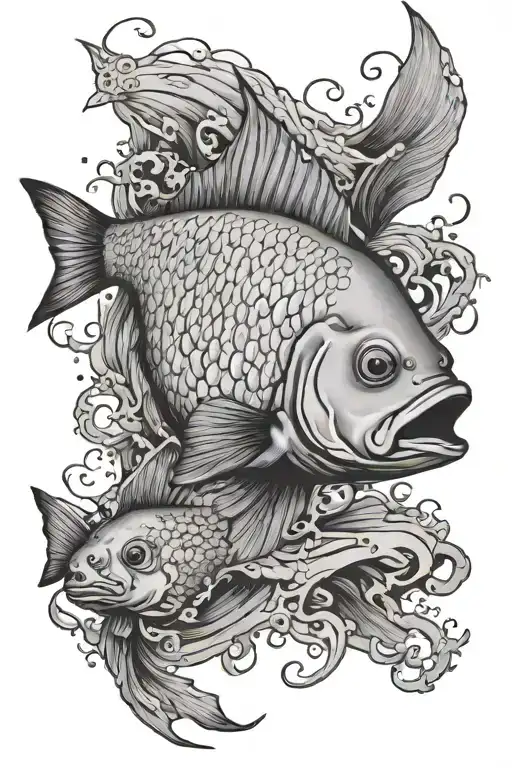 ocean dead fish  tattoo design idea