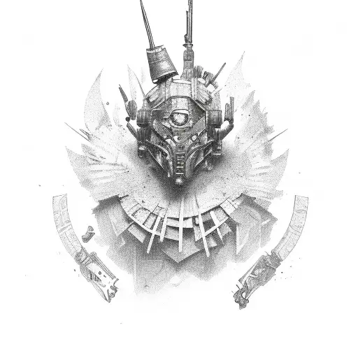 weapons and dollars tattoo design idea