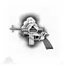 guns and dollars tattoo design idea