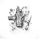 guns and dollars tattoo design idea