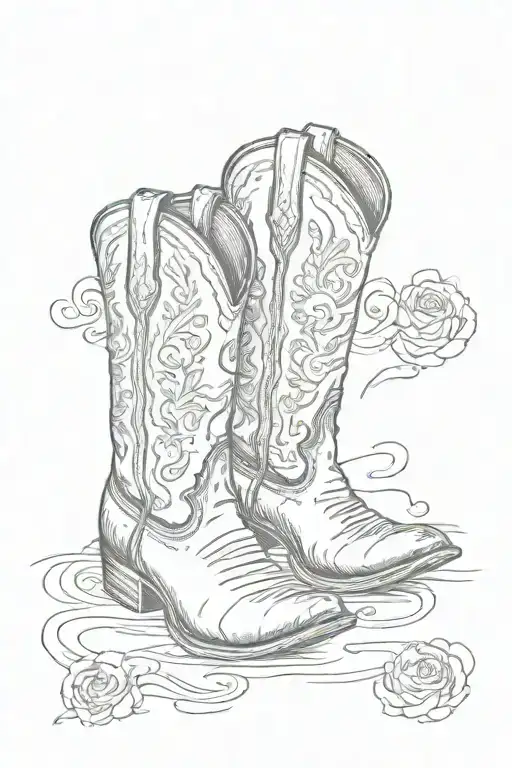 old cowboy boots stamp with S in the top left corner and '47 in the bottom right corner tattoo design idea