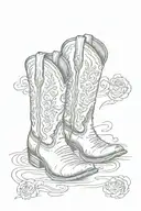 old cowboy boots stamp with S in the top left corner and '47 in the bottom right corner tattoo design idea