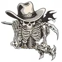 cowboy skeleton with revenge  tattoo design idea