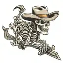 cowboy skeleton with revenge  tattoo design idea