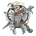 cowboy skeleton with revenge  tattoo design idea
