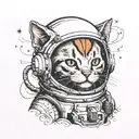cat with a space helmet  tattoo design idea
