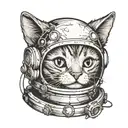 cat with a space helmet  tattoo design idea