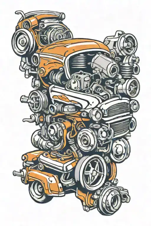 car parts tattoo design idea