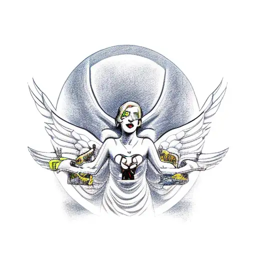 angel and devil  tattoo design idea