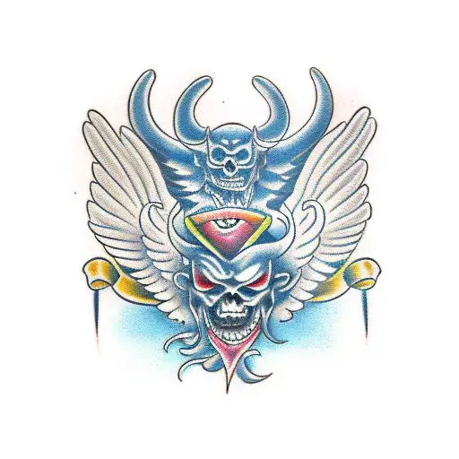 angel and devil  tattoo design idea