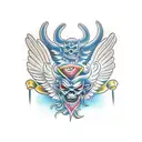 angel and devil  tattoo design idea