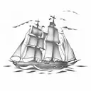 ship at sea tattoo design idea