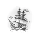 ship at sea tattoo design idea