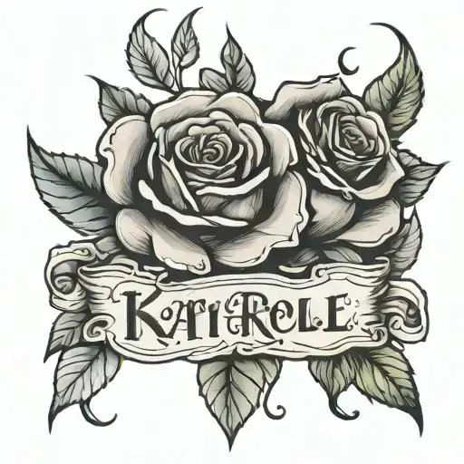 Make 2 roses with the names Kathy and Nicole mixed tattoo design idea