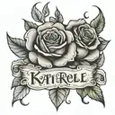 Make 2 roses with the names Kathy and Nicole mixed tattoo design idea