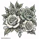 Make 2 roses with the names Kathy and Nicole mixed tattoo design idea