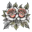 Make 2 roses with the names Kathy and Nicole mixed tattoo design idea