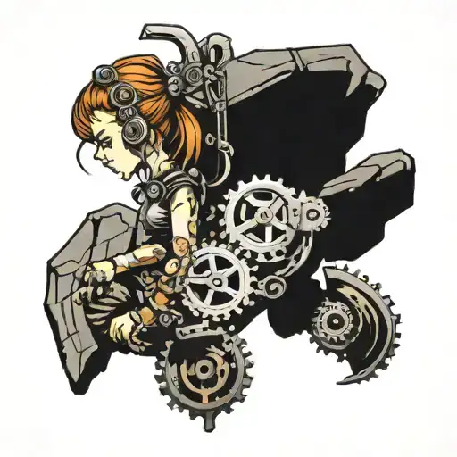rock climbing steampunk tattoo design idea