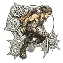 rock climbing steampunk tattoo design idea