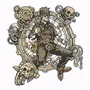 rock climbing steampunk tattoo design idea