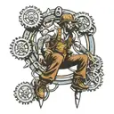 rock climbing steampunk tattoo design idea