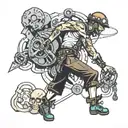 rock climbing steampunk tattoo design idea