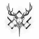 deer skull with pheasant tail feathers  tattoo design idea