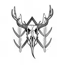 deer skull with pheasant tail feathers  tattoo design idea