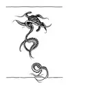 Turtle that looks like a squid/ kraken when 180 degrees rotated tattoo design idea