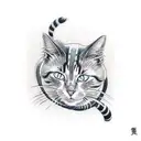 Japanese cat samurai  tattoo design idea