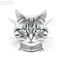 Japanese cat samurai  tattoo design idea