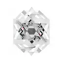 An abstract composition featuring interlocking triangles and circles, representing the harmony between metal and fire tattoo design idea