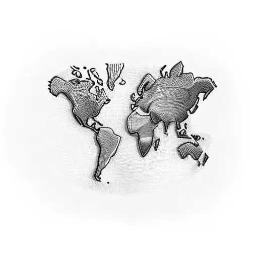 A tennis racket intertwined with a world map, symbolizing your love for both travel and tennis tattoo design idea