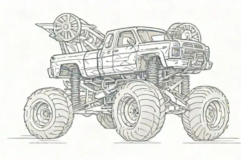 monster truck driving tattoo design idea
