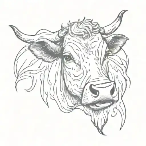 cute cow tattoo design idea