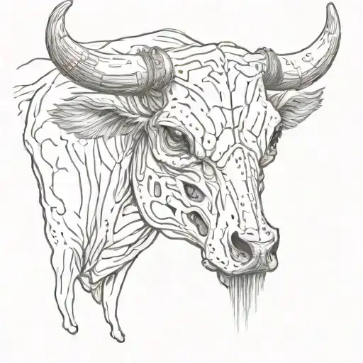 zombie cow skull tattoo design idea