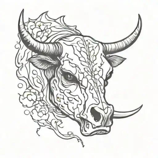 zombie cow skull tattoo design idea