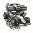 race car tattoo design idea