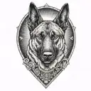 Belgian Malinois with gun tattoo design idea