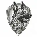Belgian Malinois with gun tattoo design idea
