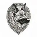 Belgian Malinois with gun tattoo design idea