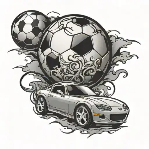 miata mx 5 car soccer ball tattoo design idea