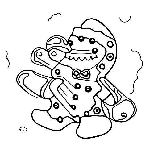 gingerbread man with a bite on the head  tattoo design idea
