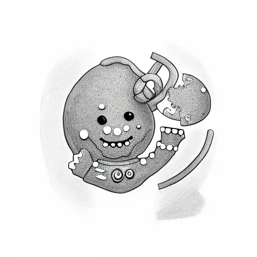 gingerbread man with a bite on the head  tattoo design idea