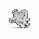 gingerbread man with a bite on the head  tattoo design idea