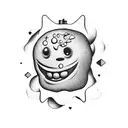 gingerbread man with a bite on the head  tattoo design idea