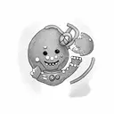 gingerbread man with a bite on the head  tattoo design idea