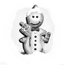 gingerbread man with a bite on the head  tattoo design idea