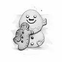 gingerbread man with a bite on the head  tattoo design idea