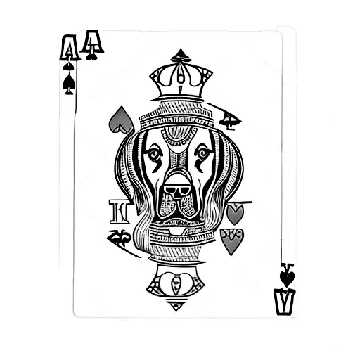 Jack of spades playing card, but doberman head instead tattoo design idea